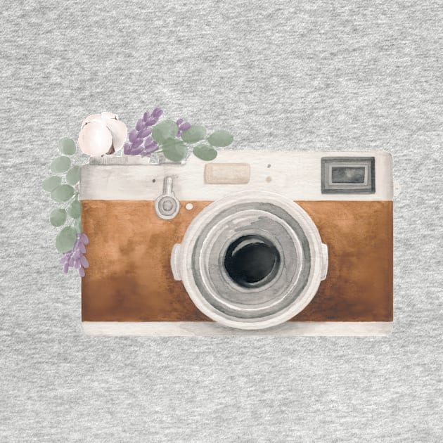 Camera and Florals Watercolor by Flowering Words